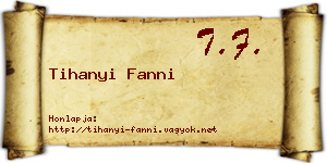 Tihanyi Fanni névjegykártya
